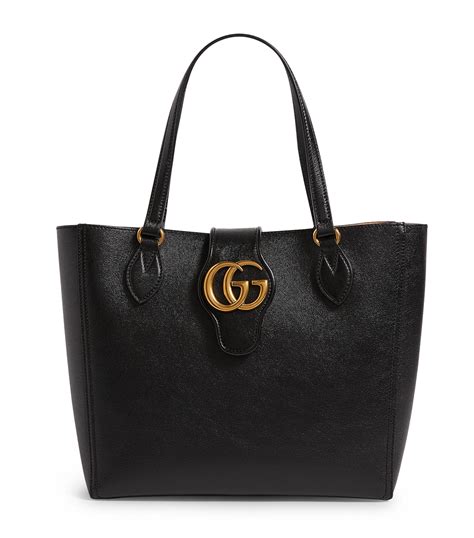 Gucci Leather Dahlia Tote Bag in Black 